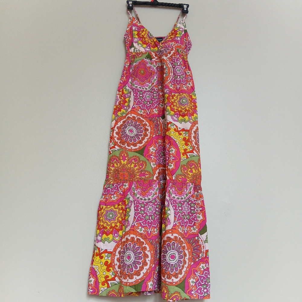 3for$15🍂 P14"-18" Spaghetti Straps Floral Printed Boho Maxi Cotton Dress - Picture 5 of 11